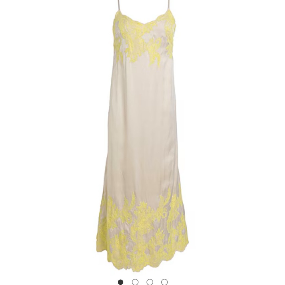Elegant Yellow Lace Trim Dress